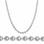 14k White Gold 30" 3MM Sterling Silver Ball Bead Moon Chain Italian Necklace