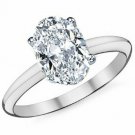 14K White Gold 1.00 CTW Oval Cut Moissanite 4 Prong Solitaire Engagement Ring