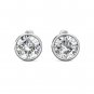 14K White Gold 6MM 2CT Created Diamond Bezel Round Screw Back Stud Earrings