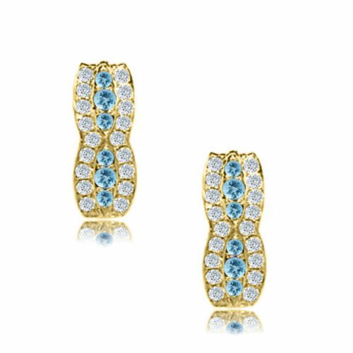 14K Yellow Gold MARCH Birthstone Fancy Lever Back Earrings