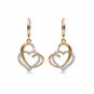 14K Solid Rose Gold 1.20CT Diamond Open Heart Dangle Huggie Hoop Earrings