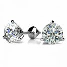 18K White Gold 2.75 CARAT Round Brilliant Cut Martini Screw Back Stud Earrings