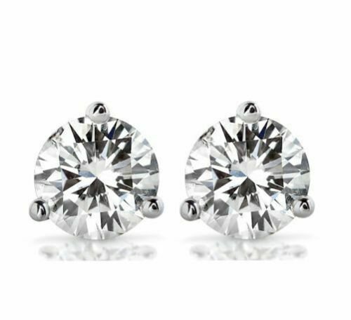14K WHITE GOLD 6.5MM Round Cut Moissanite Stud Earrings