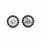 14K WG 2.00CT 6MM Black Diamond Halo Solitaire Bridal Jackets Stud Earrings