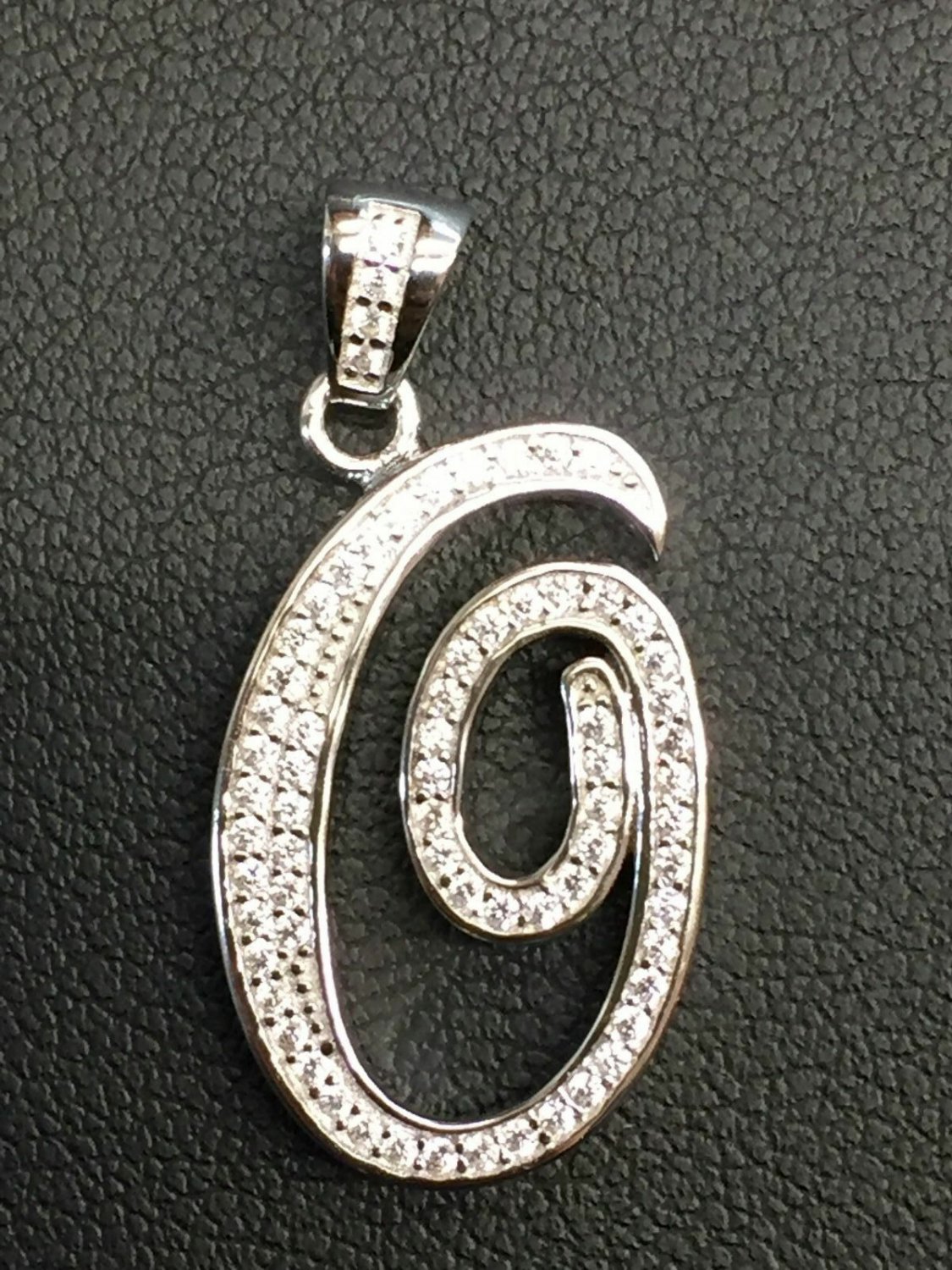 NEW!! 925 Sterling Silver CZ Letter Initial "O" Pendant Necklace