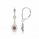 14K White Gold Red Evil Eye Turkish Nazar Greek Hamsa Dangling Drop Earrings