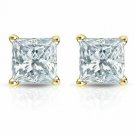 14k Yellow Gold  1.00CT Princess Cut Solitaire Simulated Diamond Cut Earrings