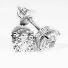 14K White Gold 4CT Round Simulated Diamond Screw Back Earrings