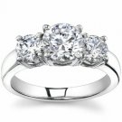 14K White Gold C&C Certified 0.95CT Forever One 4 Prong 3-Stone Ring  SIZE 10