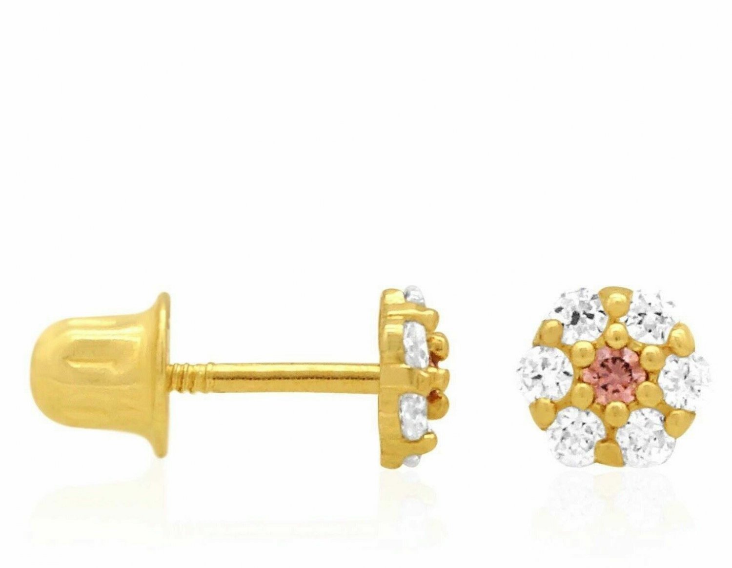 14K Yellow Gold 0.50 CTW Topaz And Alexandrite Flower ScrewBack Stud Earrings