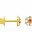 14K Yellow Gold 0.50 CTW Topaz And Alexandrite Flower ScrewBack Stud Earrings