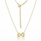 14K Solid Yellow Gold Infinity Heart Charm Pendant Created Diamond Chain 15x9MM