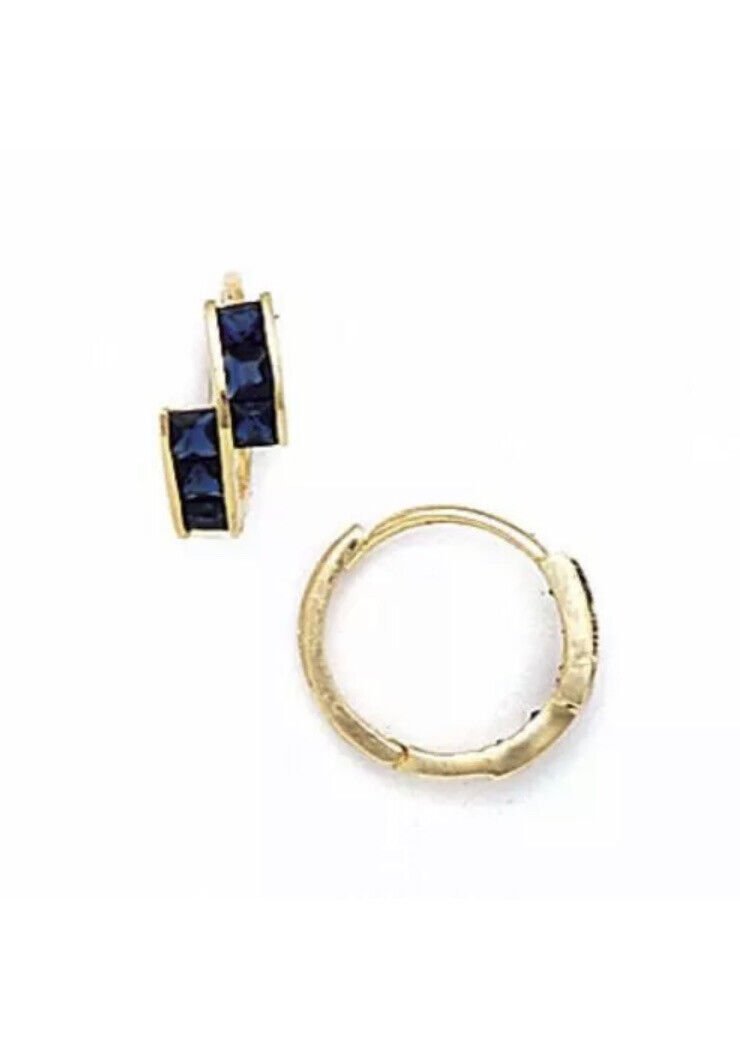 Women/Children's 14K Yellow Gold Sapphire September Birthstone Huggie Earrings