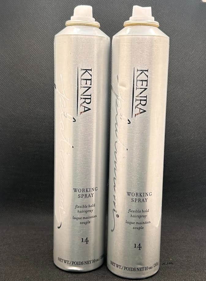 2 Pack Kenra PLATINUM # 14 WORKING SPRAY 10 OZ NEW MISSING CAPS AND DENTED CANS