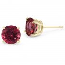 1.00 CARAT 5mm 14K SOLID YELLOW GOLD RUBY ROUND SHAPE STUD EARRINGS PUSH BACK