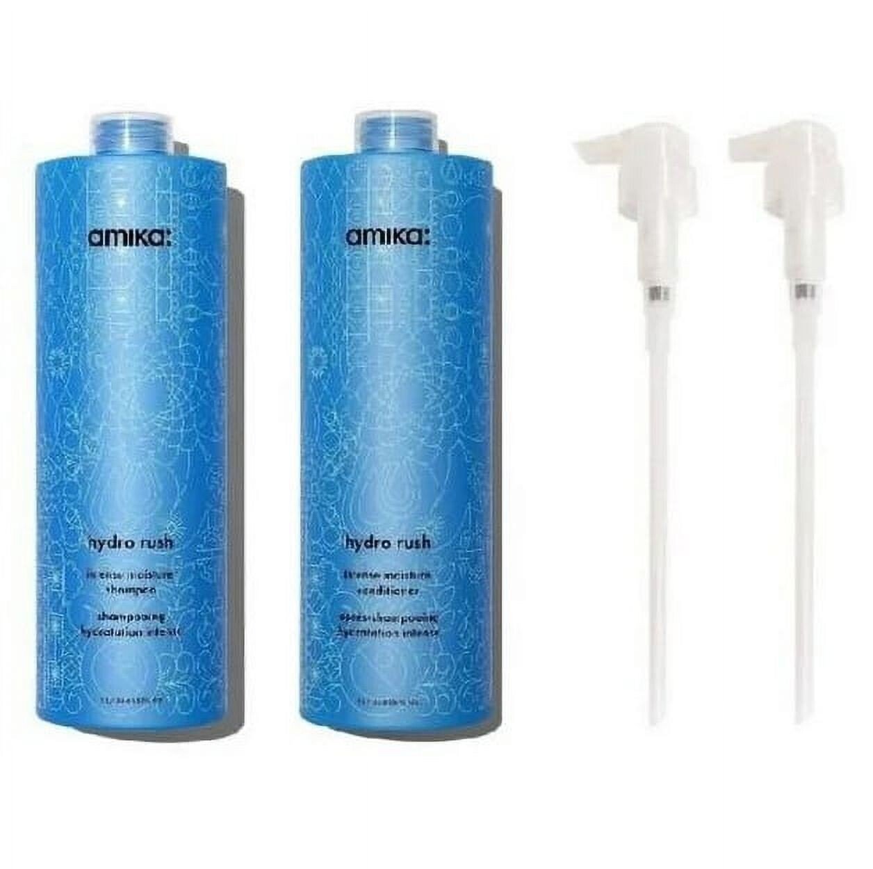 Amika Hydro Rush Intense Moisture Shampoo & Conditioner 33.8 oz with pumps
