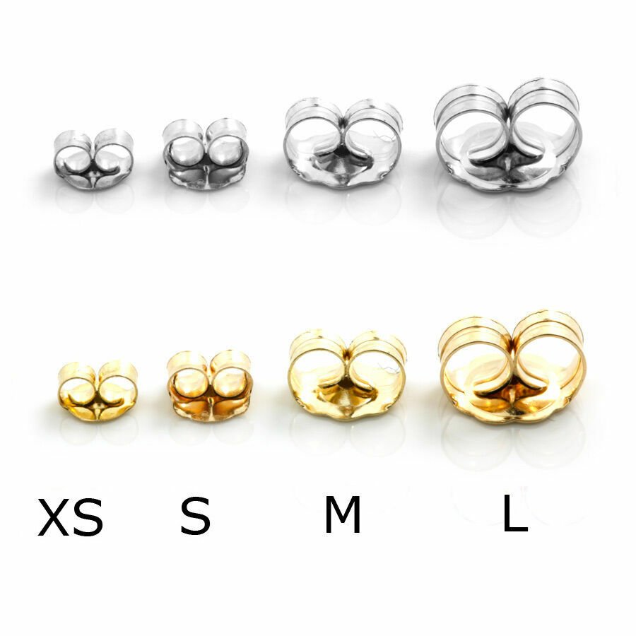 *14K White & Yellow Solid Gold Earring Backs Large Medium Small 1 PAIR Butterfly