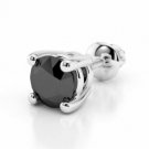14K White Gold 0.25 CARAT Black Diamond Screw Back Stud Single Earring