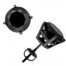 14k Solid Black Gold 1.5ct TDW Black Diamond Stud Earrings Basket Set Screw Back