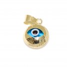 14K Solid Yellow Gold Evil Eye Good Luck Charm Pendant