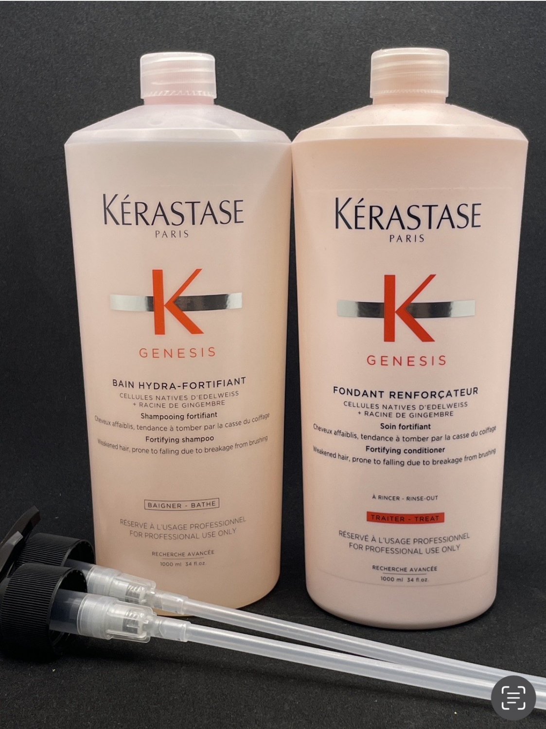 Kerastase Bain Hydra Fortifiant 1000ML + Fondant Genesis 1000ML Kerastase W/Pump