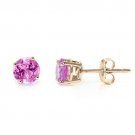1.20CT Womens Stylish Round Brilliant Cut Pink Sapphire Stud Earring 14K YG 5MM