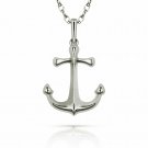14K White Gold 16" Anchor Pendant Charm for Chain or Necklace New w/ Chain