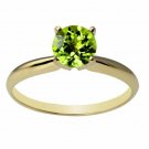 14K Solid Yellow Gold 6.5MM Round Peridot Solitaire Ring