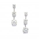 14K Solid White Gold White Sapphire Dangle Earrings Push Back ER-PEW119