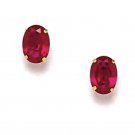 Women/Childrens Unique 14K YG 7x5MM Ruby July Birthstone ScrewBack Oval Earrings