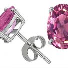 4.50 CT 9x7mm WOMENS UNIQUE 14K SOLID WG PINK SAPPHIRE OVAL SHAPE STUD EARRINGS