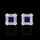 14K White Gold 1.00CT Princess Baguette Round Sapphire Diamond Cluster simulated