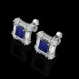 14K White Gold 1.00CT Princess Baguette Round Sapphire Diamond Cluster simulated