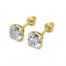0.5Ct Created Diamond 14K Yellow Gold 4mm Round Screw Back Stud Earrings