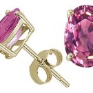 4.50 CT 9x7mm 14K SOLID YELLOW GOLD PINK SAPPHIRE OVAL SHAPE STUD EARRINGS PUSH