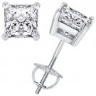 0.40CT Princess Cut Solitaire Brilliant Cut Earrings 14k White Gold
