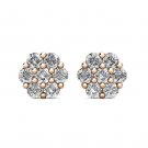 1.50Ct Round Simulated Diamond Flower Cluster Stud Earrings 14K Rose Gold