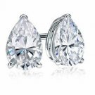 14K WHITE GOLD 2 CARAT PEAR SHAPE SIMULATED MOISSANITE STUD EARRINGS