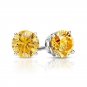 14K White Gold 2CT simulated Round Yellow Canary Earrings Studs ScrewBack Basket