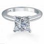 14K White Gold 2.00 CARAT Princess Cut Square Solitaire WeddingRingsimulated