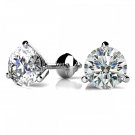 4CT Round Solid 14K White Gold Brilliant Cut Martini ScrewBack Stud Earrings