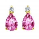 2.54CT WOMEN STYLISH 14K YG PLATED SILVER PINK SAPPHIRE PEAR SHAPE STUD EARRING
