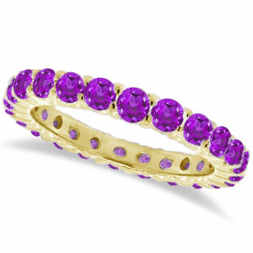 14K Yellow Gold 1CT SIZE 7.5 Purple Amethyst Eternity Ring