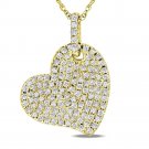 22" 14k Yellow Gold Sterling Silver 925 Heart Sapphire Pendant w/ Chain Necklace