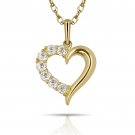 16" 14K Yellow Gold 0.26CT Brilliant Round Simulated Diamond Open Heart Pendant