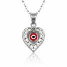 14K White Gold Red Evil Eye Greek Charm Kabbalah Necklace Pendant Only