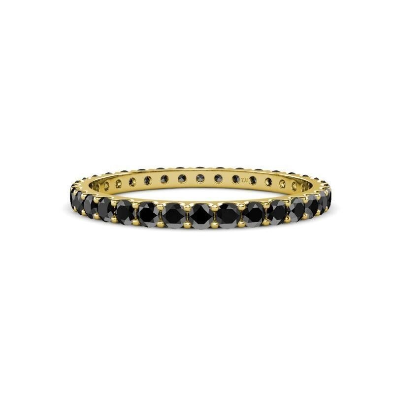 SIZE 7 14K Yellow Gold 0.77 CT Black Diamond Wedding Anniversary Eternity Band