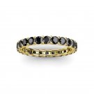 14K Yellow Gold 3CT Black Diamond Engagement Wedding U Shape Full Eternity Ring