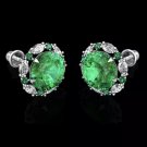 2.00CT Green Emerald Halo Marquise Created Diamond Stud Earrings 14k  simulated