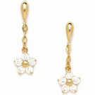 Women/Children's 14K YG White Topaz April Birthstone Umbrella Dangle Earrings